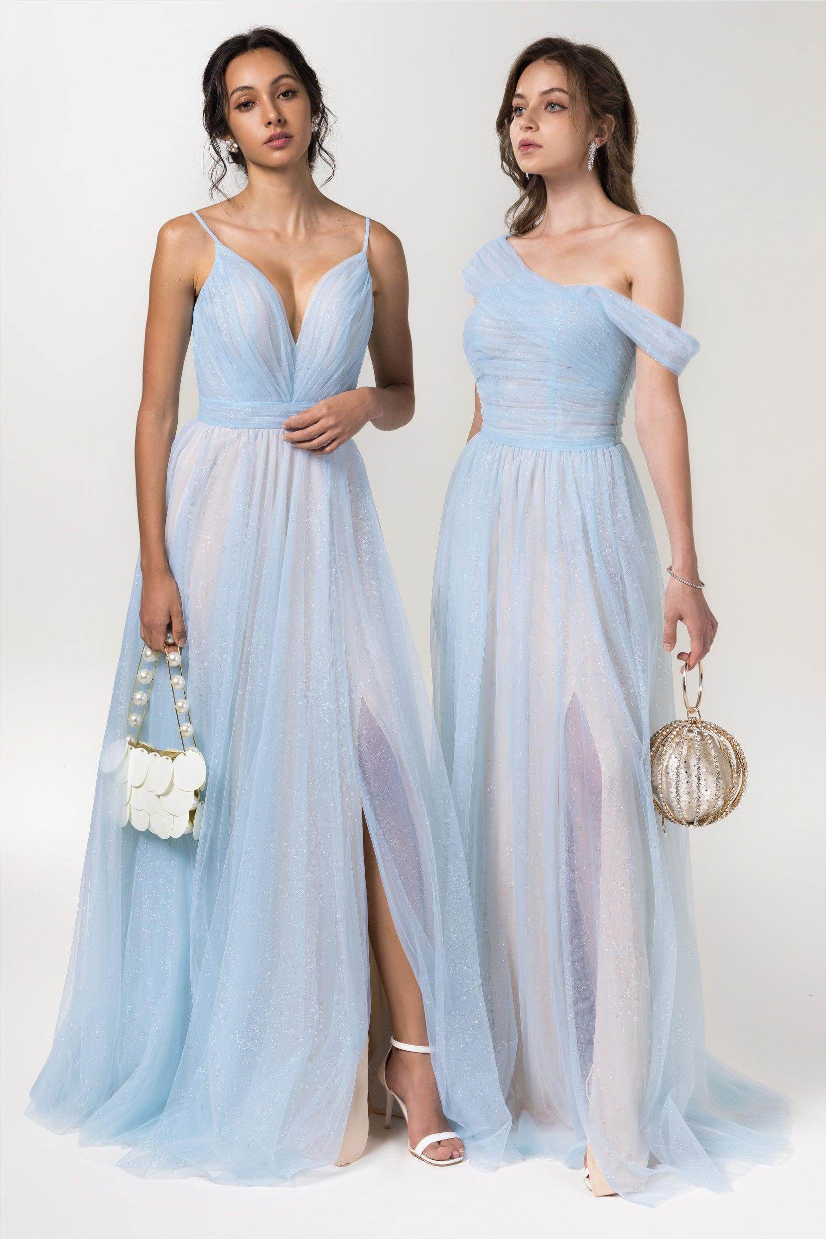 A-Line Floor Length Sparkling Tulle Bridesmaid Dress Formal Dresses CB0613 - COCOMELODY